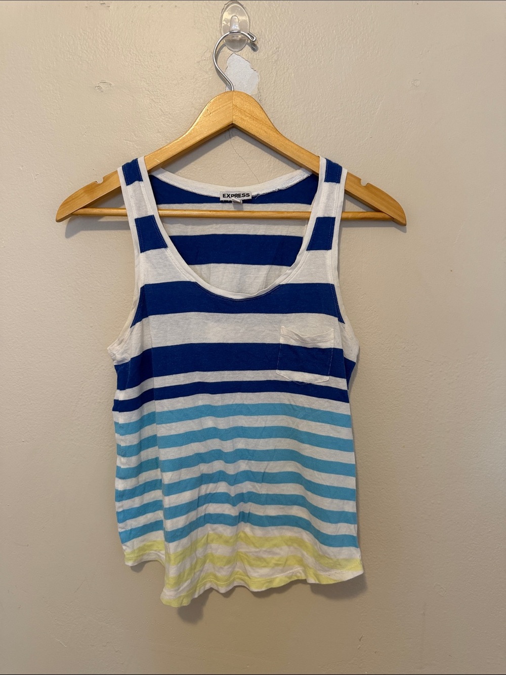 Express Blue, Light Blue & White Striped Tank Top
